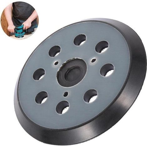 1 Support de rechange pour ponceuse orbitale, fixation crochet boucle, 8 trous extraction poussière, compatible Makita (1/5)