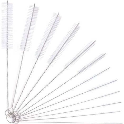 12pcs Tube Brosse de Nettoyage, Brosse de Nettoyage Tube pour Bouteille en Verre Bébé Biberon Bouilloire Clavier, Tuyau Brosses de Nettoyage (1/4)