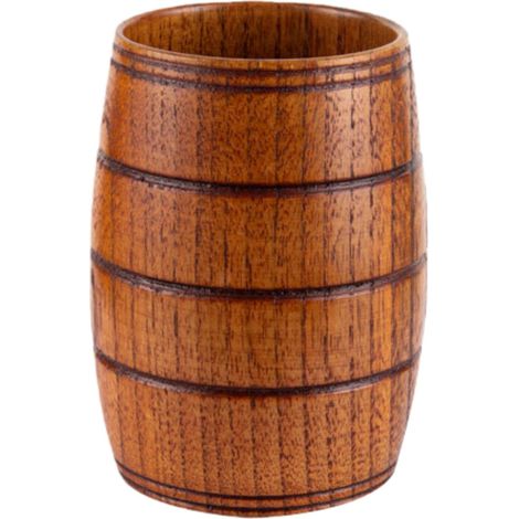 Chope à bière sans anse en bois capacité 180 ml 7 x 7 x 10,5 cm pour maison et restaurant marron (1/5)