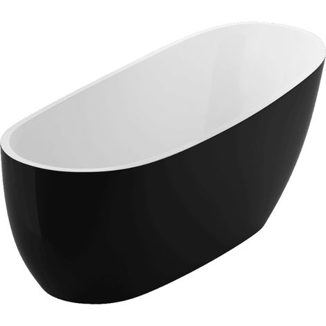 Excellent Baignoire Ovale 175x75 cm - Blanc Brillant/Noir Brillant - Design Moderne - Confort Optimal (1/5)