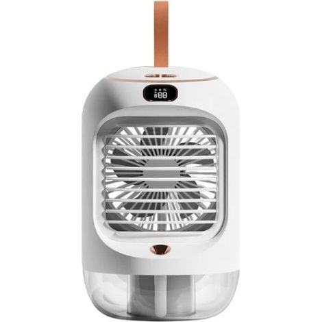 Neuer tragbarer USB-Luftkühler, Mini-Tischventilator mit Wasserkühlung und Sprühfunktion, tragbarer Luftbefeuchter (Weiß) (1/5)