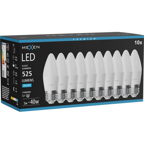 Mexen Nova 10x Ampoule LED E27, C37, 5W, Froid - 6500K, 525 lm - L102-E27-0565-01x10 (1/3)