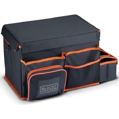 BLACK+DECKER Borsa Organizer Bagagliaio con Tracolla e Portabevande da Viaggio Grigio e Arancione (1/4)