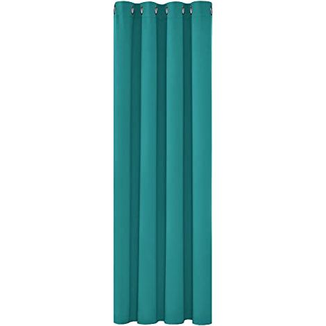 Rideaux isolants et occultants, 132 x 214 cm (largeur x hauteur), adaptés aux salons et aux chambres, design perforé moderne, bleu lac, 1 pièce. (1/4)