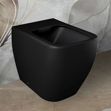 Wc filomuro nero opaco senza brida Rak serie Metropolitan doppio scarico (1/4)