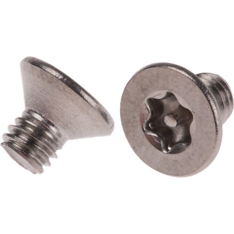 Vis de sécurité inviolable, M4 x 6mm, tête plate, en Acier Inoxydable A2 304 ( Prix pour Sachet de 100 )
