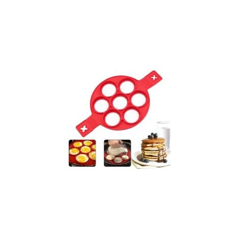 Sartén antiadherente para panqueques Anillo de silicona antiadherente para huevos Sartén para panqueques Sartén para panqueques Molde para tortillas de silicona Círculo con 7 agujeros Reutilizable