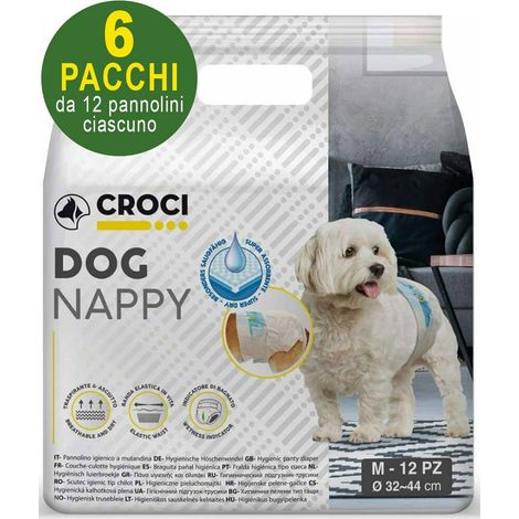 72 Couches pour chiens M 32-44 cm - 6 paquets de 12 chacun