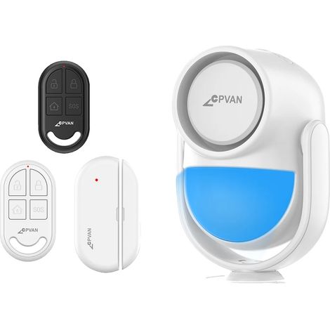 Alarma con detector de movimiento, sensor de alta sensibilidad, sonido de 120 dB, kit blanco A (1/2)