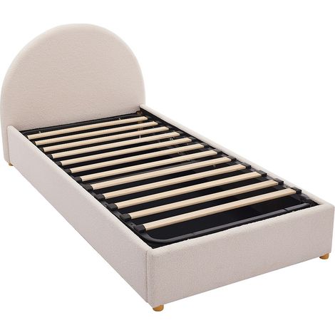 Letto con contenitore 90 x 190 cm Tessuto bouclette Panna - LIRIMO