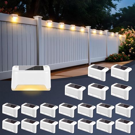 Solar Step Lights Outdoor 20 Pack, Waterproof LED Solar Lights for Deck, Stairs, Fence, Yard, Patio, Balcony (Warm White) (1/5)