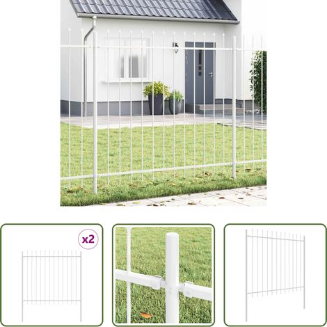 vidaXL Weiß - Gartenzaun 2 pcs Weiß 3,4 x 1,5 m Pulverbeschichteter Stahl (1/5)