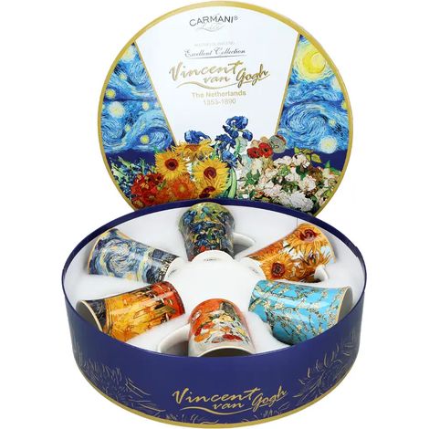 Set di 6 tazze Carmani in scatola rotonda - V. van Gogh (1/5)
