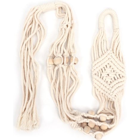 Panier suspendu coton – pendentif corde losange – 101cm – gain place – maison bureau