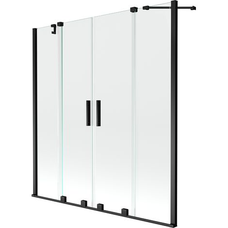 Mexen Velar Duo 2-Flügel-Badewannenwand Regulierbare 140 x 150 cm, transparent, Schwarz - 896-140-00