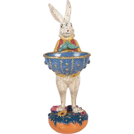 Statue de lapin décorative en plastique beige pour intérieur 12 x 10 x 28 cm - PANGIVO (1/4)