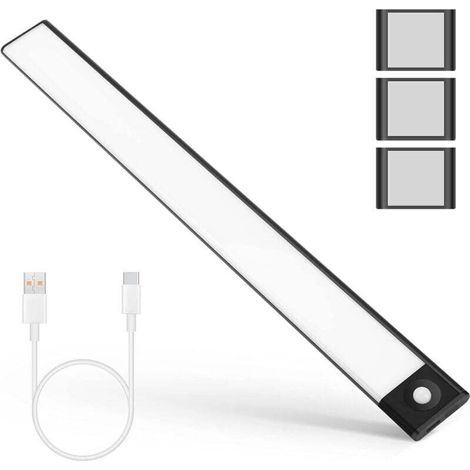 UlisemLampe de Placard 72 LEDs,Réglette LED Sans Fil,Veilleuse à Induction Rechargeable USB,Lumière d'Armoire Eclairage Placard Détecteur de Mouvement Pour Chevet Cuisine Etagères Armoires Couloir Esc
