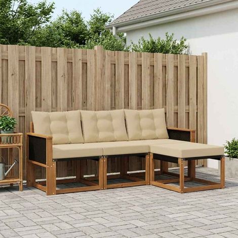 vidaXL Outdoor-Sofagarnitur mit Kissen 4 pcs Natur und Beige (1/5)