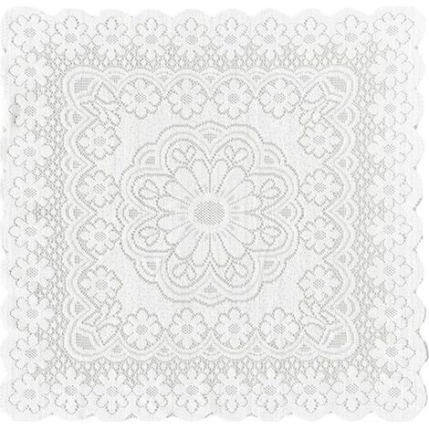 Nappe en dentelle - Décoration vintage - Table de fête - Broderie exquise - 90 x 90 cm - Blanche (1/5)