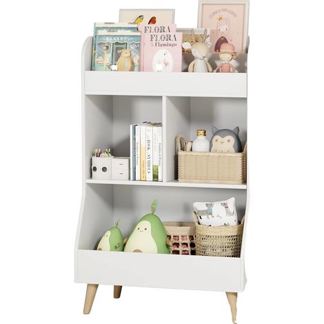 Mueble de almacenamiento infantil, 5 compartimentos, diseño resistente, blanco. (1/2)
