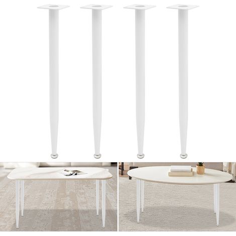 4 pieds de table, pieds de meubles lourds, pieds de chaise avec vis de fixation 55 cm, blanc (1/5)