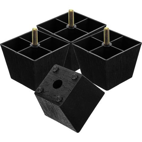 4 Pièces Pied de Meuble Carré Noir M8 en Plastique et Métal pour Canapé, Installation Facile et Stabilité Accrue, pour Meubles de Salon (1/5)