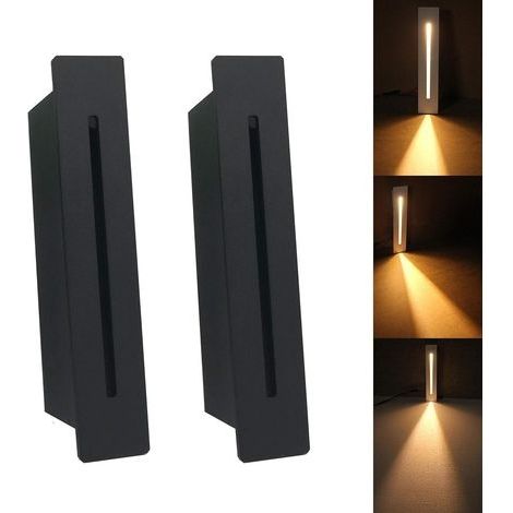 LED Encastré Escalier Lumière Étape Lumière 3W 220 V Intérieur Coin Applique Murale Étape Décoration Lampe Couloir Escalier Lampe Avec CREE Puce, 2 pièces, Blanc Chaud, Noir (1/5)