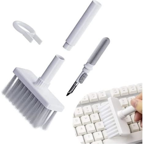 Brosse de nettoyage pour clavier - 5 en 1 - ABS et nylon - Kit multifonction - Design caché - Tête de précision (1/4)