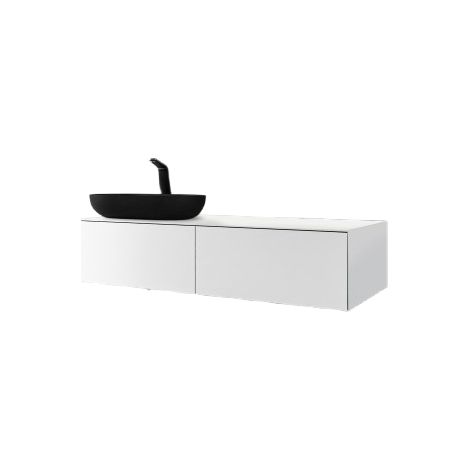 BERNSTEIN - Meuble sous vasque suspendu MDF Blanc mat, 2 tiroirs soft-close, sans vasque - 120x52x27cm - ARCTIC 1200 (1/5)