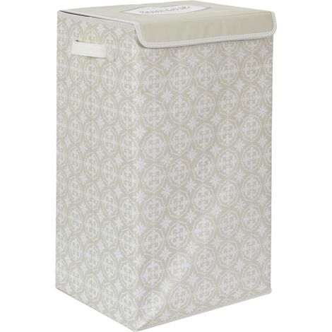 Panier à Linge Motif Carreaux de Ciment Beige (1/5)