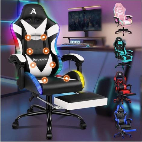 ALFORDSON Massage-Gaming-Stuhl mit LED 150° Neigung ergonomischer Chefsessel (1/5)