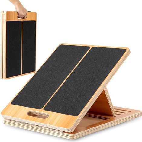 Tabla de madera inclinada extragrande para estiramientos y entrenamiento de flexibilidad, 5 ángulos ajustables, capacidad de 158,8 kg (1/5)