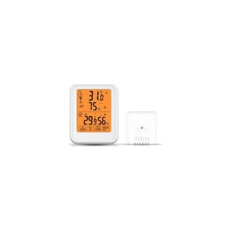 Thermometer-Hygrometer mit Außensensor, hochpräzise Messung von Temperatur und Luftfeuchtigkeit im Innen- und Außenbereich, weiß - Crezuo (1/4)