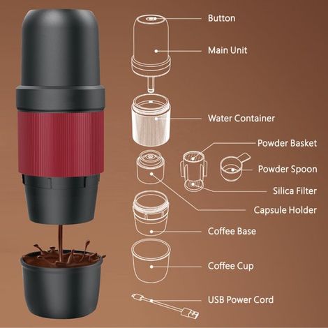 Tragbare manuelle Kaffeemaschine Elektrische italienische Espressokanne Tragbare Kaffeekanne für Pulver und Kapseln für den Außenbereich (1/5)
