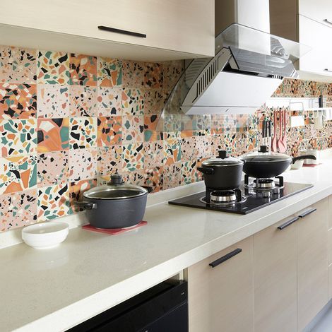 Sticker Mural Carrelage adhésif Cuisine Salle de Bain - 30 STICKERS CARRELAGES TERRAZZO ZORAIDA - 30stickers10x10cm (1/5)