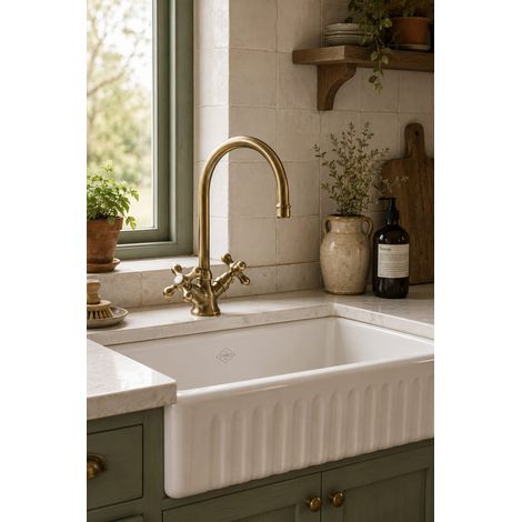 Gruppo cucina a due maniglie con bocca alta modello ombrello Ottone antico Piralla Rubinetteria Sofia 0SFF3104C17  Ottone Antico