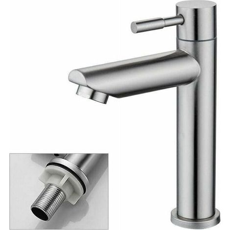 Robinet lavabo noir à bec haut 18 cm, robinet salle de bain pour eau froide, mitigeur colonne moderne pour vasque, évier et décoration (1/4)
