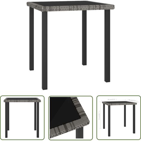 The Living Store Garten-Esstisch Grau 70x70x73 cm Poly Rattan - Gartenstuhl - Esstisch - Outdoor Möbel - Terrassenmöbel - Rattan Tisch (1/4)
