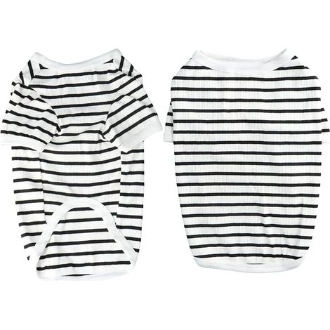 T-Shirt à Rayures pour Chien Chemises pour Chiens D'été T-Shirt en Coton Doux Chihuahua Manches Courtes Vêtements pour Chiens et Chats de Petite (XL) (1/5)