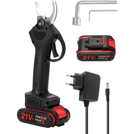 Elektrische Gartenschere, 21V, 30mm Schnittdurchmesser, mit 1 wiederaufladbarem Akku (Schwarz) (1/5)