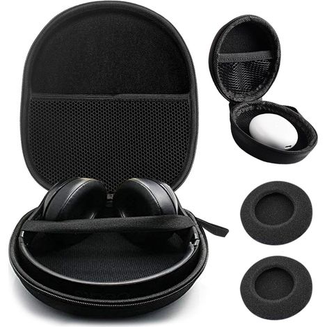 Grand étui de Transport pour Casque Universel, étui de Protection Sac de Transport étui Rigide Sac de Voyage avec Sangle de Rangement de câble de Chargeur, 1 Petite boîte et 2 étuis éponge (1/5)