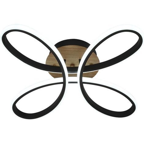 Deckenleuchte abrila Bandeira schwarz Holz 104 Watt modern