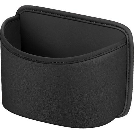 Compartiment de rangement pour voiture - Sac de siège auto multifonctionnel avec clip - Rangement pour objets et poubelle - Pour siège auto, portière et console - Cuir PU résistant - Noir (1/5)