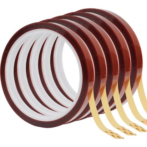 Packung mit 5 Rollen Scotch Thermoklebeband 10 mm x 33 m für Hochtemperatursublimation (230 °C), rückstandsfrei, ideal für Transferpressen, DIY, Elektronik und 3D-Druck. (1/5)