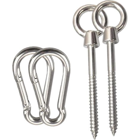 4pièces Kit de Suspension pour Hamac Acier Inoxydable avec Mousquetons et Crochets à Œil Système de Fixation pour Structures Bois et Équipements de Yoga (1/5)