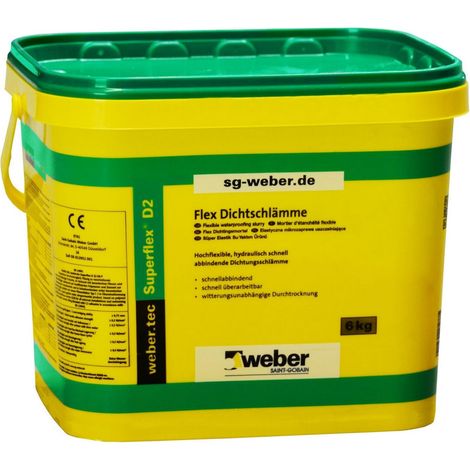 weber.tec Superflex D2 Flex Dichtungsschämme 2k Abdichtung Flexdichtung, 6 Kg (1/2)