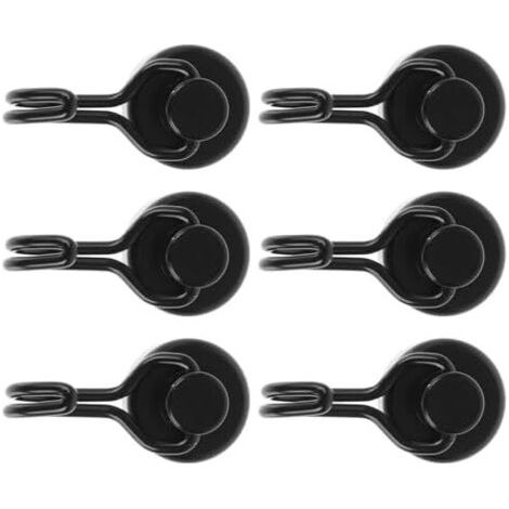 Crochets Magnétiques Rotatifs 360° Lot de 6 en Matériau Synthétique Noir pour Suspendre Vêtements et Clés, Salle Bain Bureau - (1/5)