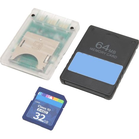 Adaptateur de Carte de Stockage avec Carte 32 Go et Lecteur Plug Play MX4SIO 64 Mo FMCB V1.966 pour 2 Consoles SCPH 1xxxx 3xxxx 5xxxx 7xxxx 9xxxx (Consoles de graisse) (1/5)