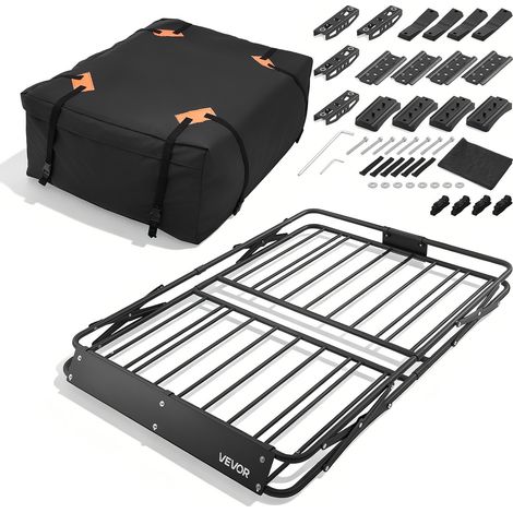 Panier de Toit pour Voiture, 1295x914x102 mm, Porte Bagage Voiture, Cadre en Forme X Pliable, Capacité de 90,72 kg, Galerie de Toit Universelle pour SUV, Camionnette, avec Sac de Rangement (1/5)