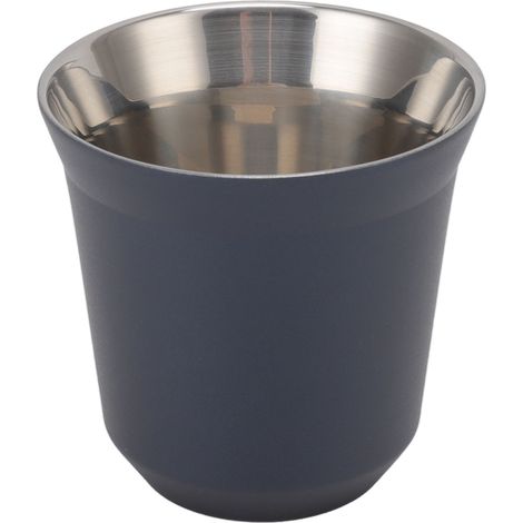 Mug isotherme en acier inoxydable 304 à double paroi, 80 ml, bleu foncé, idéal pour la maison et le camping.